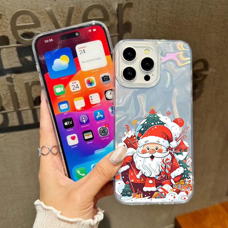 New Year Christmas Phone Case For iPhone 16e 17 Air 16 15 14 17 Pro Max 13 12 Pro 15 11 Shockproof Hard PC Laser Cover