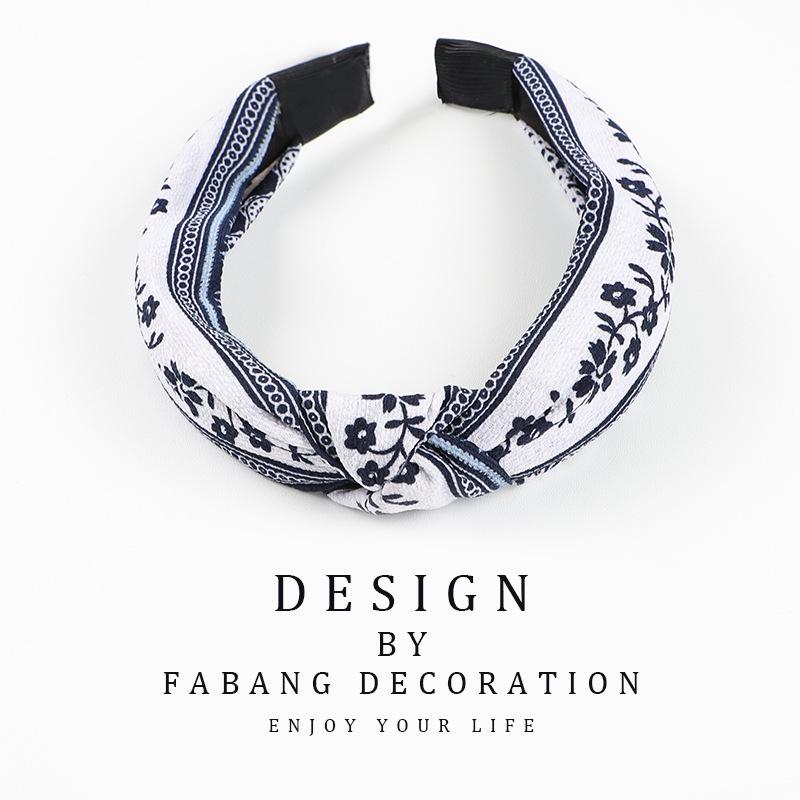 Korean Style Women's Striped Criss-Cross Bow Headband for Yoga & Face Washing