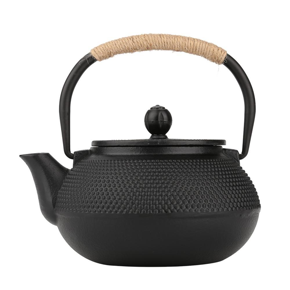 800ml Capacity Cast Iron Teapot Removable Infuser Stovetop Safe Japanese Style Teapot Black Cast Iron Tea Kettle Tea Lovers