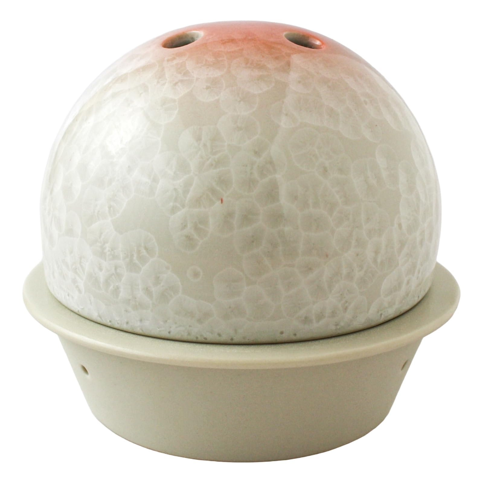 Kyoto ware  =K+  mosquito coil holder, approximately 11cm in diameter and 10.5cm in height, Kyoto-style glass with floral crystal pattern, white backg