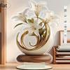 1 Elegant Crystal Vase with White Lily and Gold Decoration -2D Flat Living Room, Office Decoration | Perfect for Home Decoration
