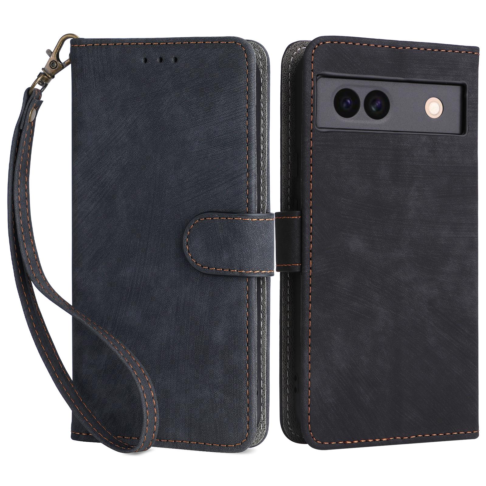 

Для чохла Google Pixel 8a RFID-блокуючий чохол для телефону з ПУ шкіри з ремінцем Black