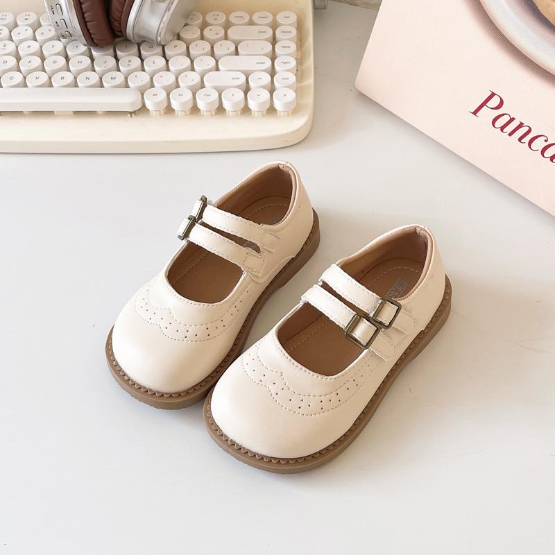 

Kids Leather Shoes Black Matte Girls Flat Shoes Classic Round Toes 2025 Spring Autumn Students Uniform Shoes School Trendy Ins 26 бежевый