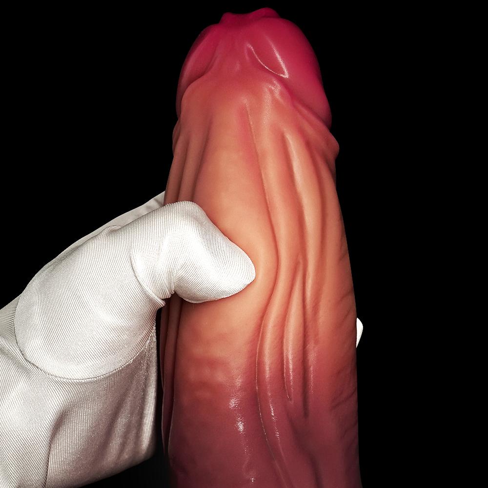 Fat Boy Super Thick Long Double Layer Liquid Silicone Dildo Fake Cock Penis Big Penis for Men and Women Masturbation Sex Toys