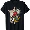 Skelett Körper Rote Rosen Blume T-Shirt