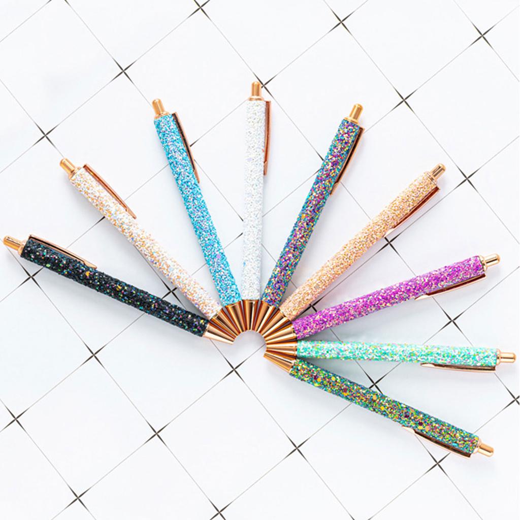 Fancy Pen for Women Girl Glittery Colorful Ballpoint Pen Sequins Journaling Pen Metal Retractable Pen 1.0mm Sequins Pen