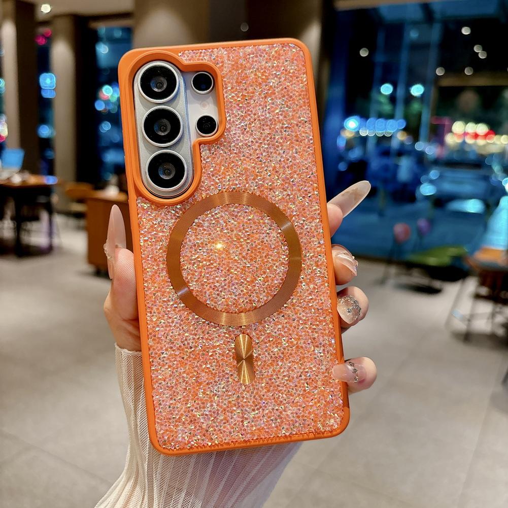 Back with Rhinestones With MagSafe Magnetic Case For Samsung S26 Ultra S26 Plus Galaxy S26 + Glitter Camera Protect Cover