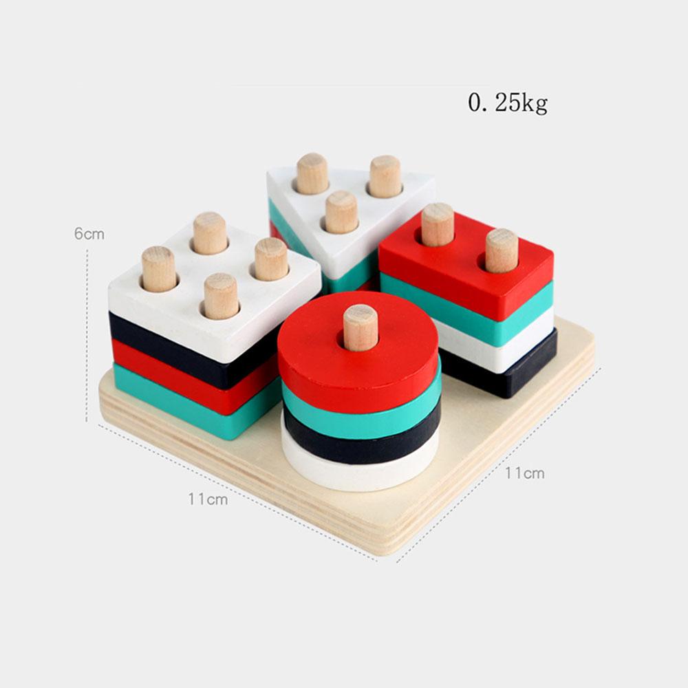 Montessori dřevěné vzdělávací hračky pro děti 1 2letý tvar miminka Barevný třídicí blok puzzle Batole velké geometrické stohovací hračky