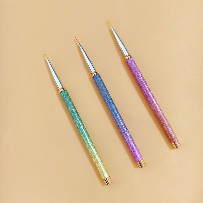 

3Pcs 7/9/11Mm Nail Liner Brush Set Drawing Lines Stripe Painting Flower Pen Nail Art Manicure Matte Gradient Metal Handle