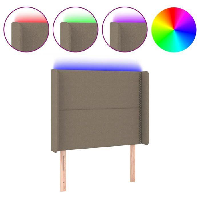 VidaXL Tête de Lit à LED Meuble de Chambre à Coucher Accessoire de Lit Simple Tête de Cadre de Lit Intérieur Taupe 3123894