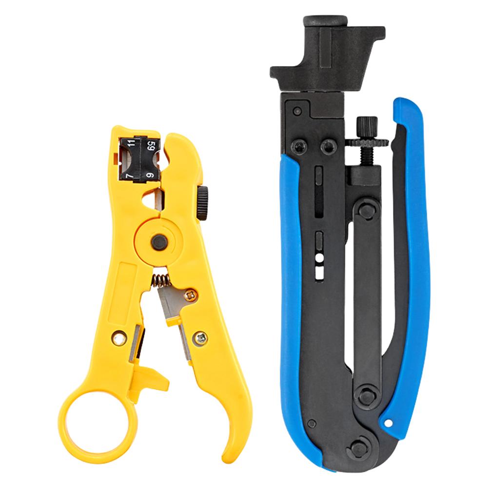 

Coaxial Compression Tool Kit Wire Stripper Coaxial Cable Stripper Adjustable Coaxial Cable Crimper Suitable for RG6 RG59 RG11