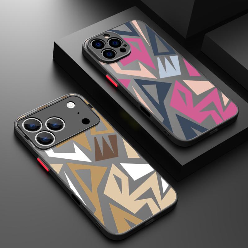 Geometric Patterned Print Case For iPhone 17 Air 16e 16 15 14 Pro Max 13 15 Pro 17 Pro 17 Shockproof Soft Edge Hard PC Matte Phone Cover