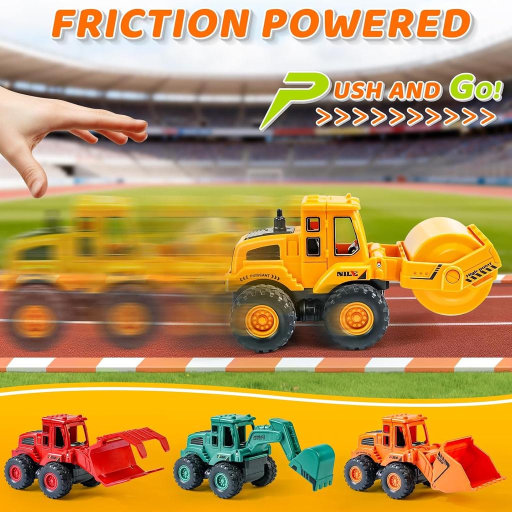 Construction Toys for Boys Kids Friction Powered Construction Truck Toys Car Vehicles Beach Sand Toys Excavator Gift for Girls