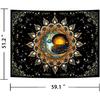 Ameyahud Moon and Sun Tapestry Spiritual Mandala Tapestry Black Flower Plant Tapestries Hippie Boho Tapestries Vintage Aesthetic Wall Hanging Decor