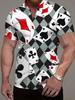 Men's Plus Size Oversized Short Sleeve Shirt with Playing Cards Jack of Spades/Hearts Print - Loose Fit Collar Summer Streetwear Blouse - Machine