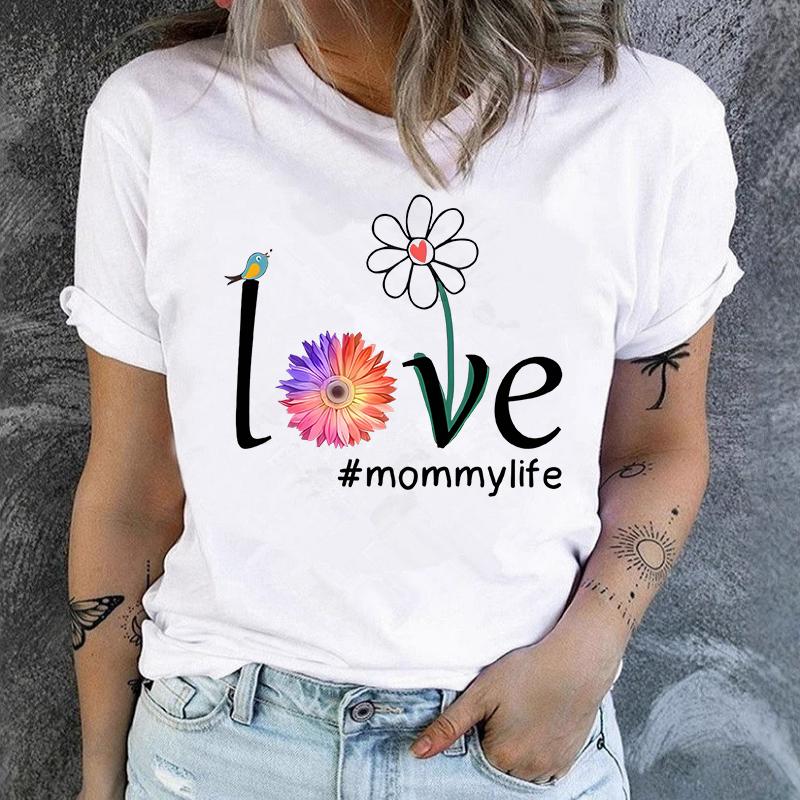 European Leopard Print Mom TShirt Korean Version ShortSleeved Base Shirt Fashion Creative Family Clothing for Women
