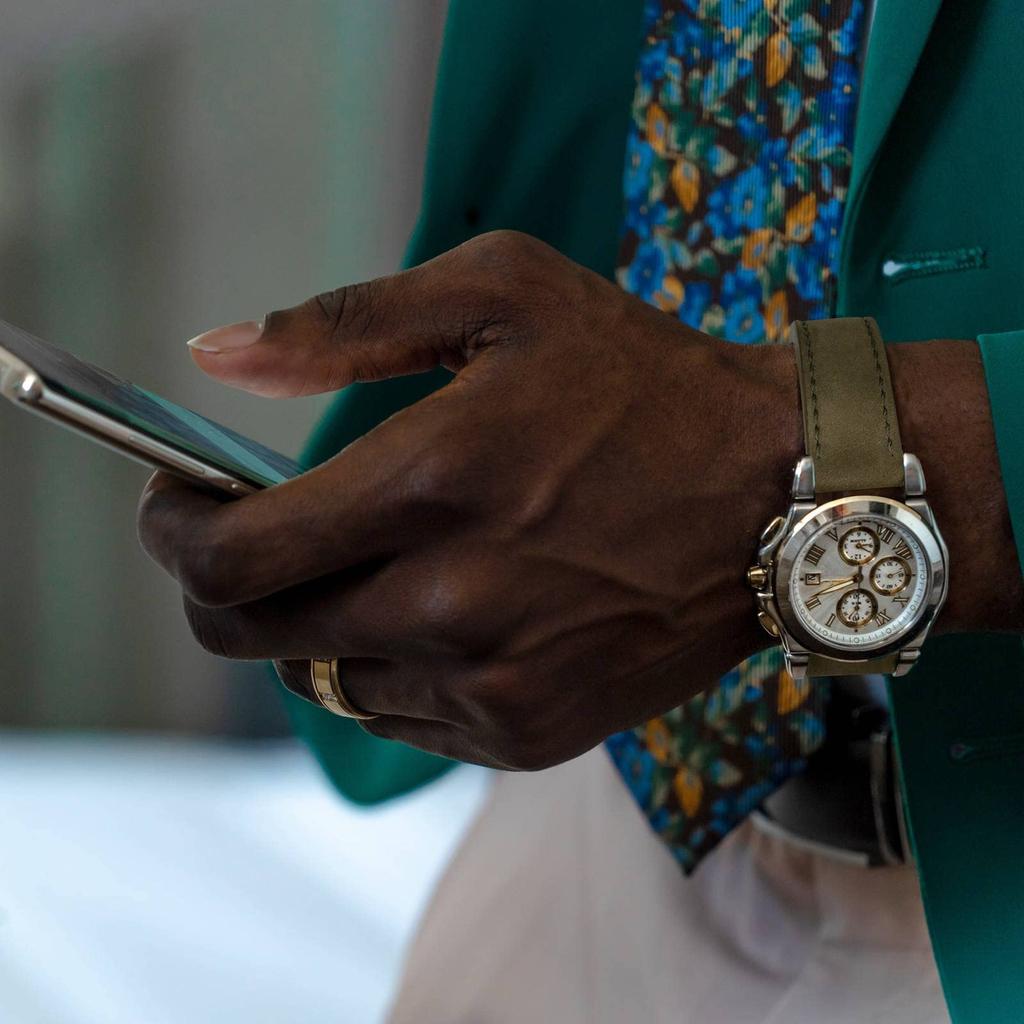 WOCCI Rychloupínací kožený řemínek k hodinkám Nubukový řemínek k hodinkám Armádní zelená se stříbrnou sponou, 22 mm, Řemínek,