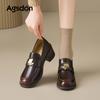 Thick Heel New Spring British Style Retro Small Leather Shoes High Heel Commuter Shoes