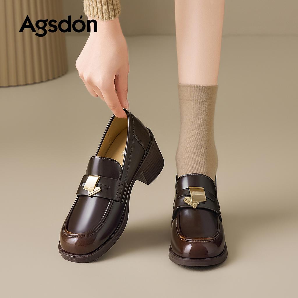 Thick Heel New Spring British Style Retro Small Leather Shoes High Heel Commuter Shoes