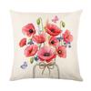 Spring Pink Flower Pillow Cover Polyester Printed Letter Floral Decoration Living Room Sofa Cushion Cover