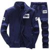 Men's Stand Collar Sweatshirt Jacket and Trousers Sportswear Set - Spring/Autumn, Youth Style, Plus Size