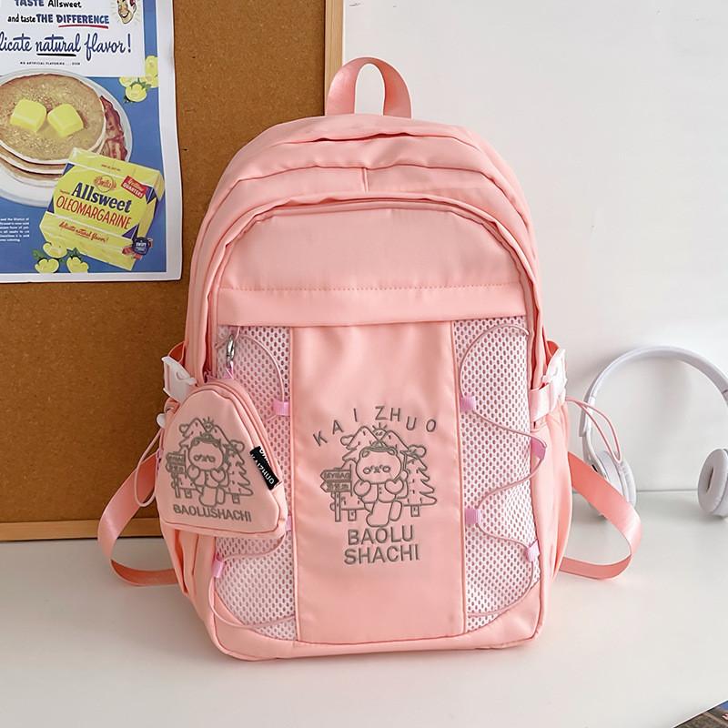 

Stylish Retro Embroidered Backpack Waterproof High Capacity Ideal For School And Travel рожевий