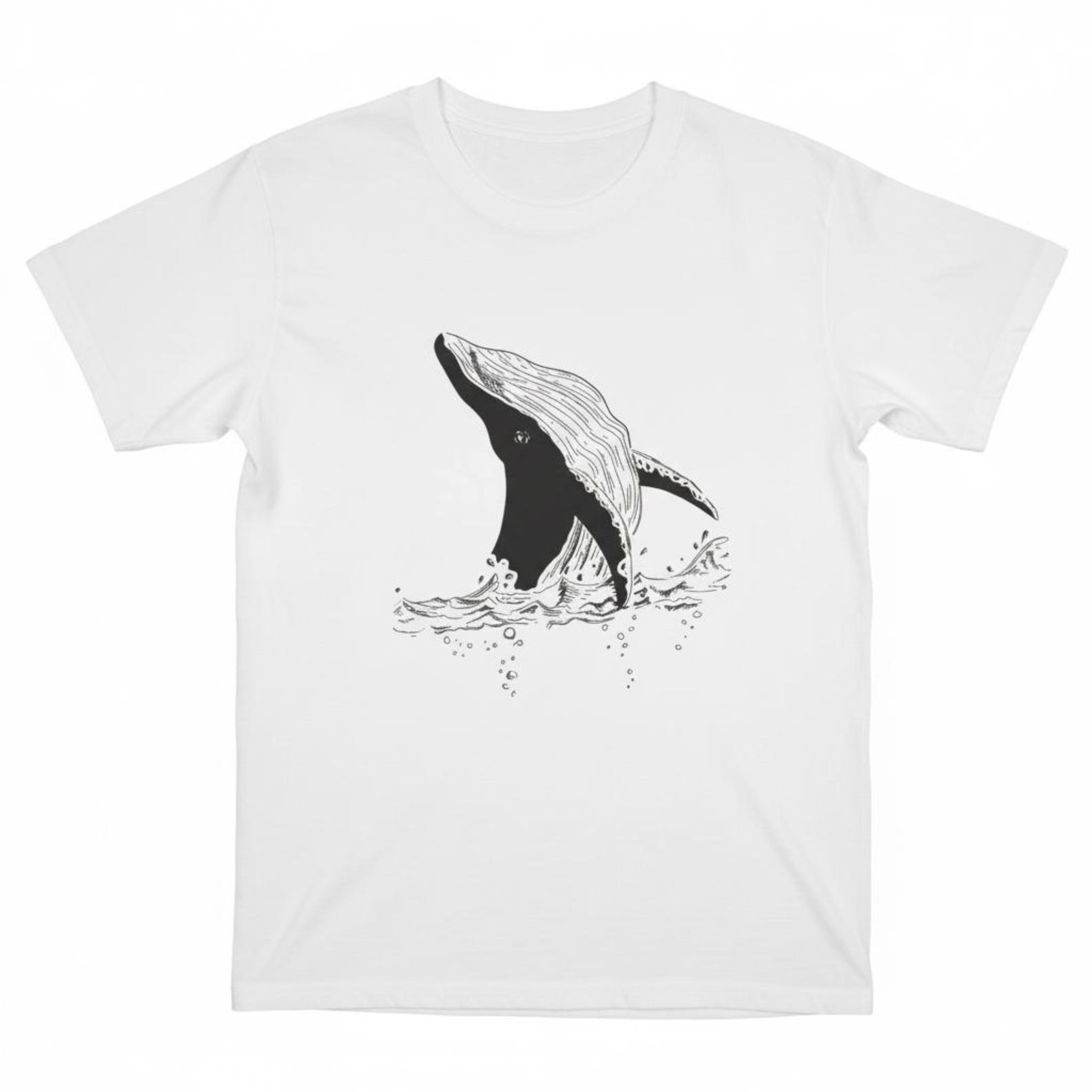 Breaching Whale T-Shirt - Ocean Lover Gift - Humpback Whale Graphic Tee - Nautical Whale Art T-Shirt, The Ocean Wildlife Apparel ,Marine Tee S