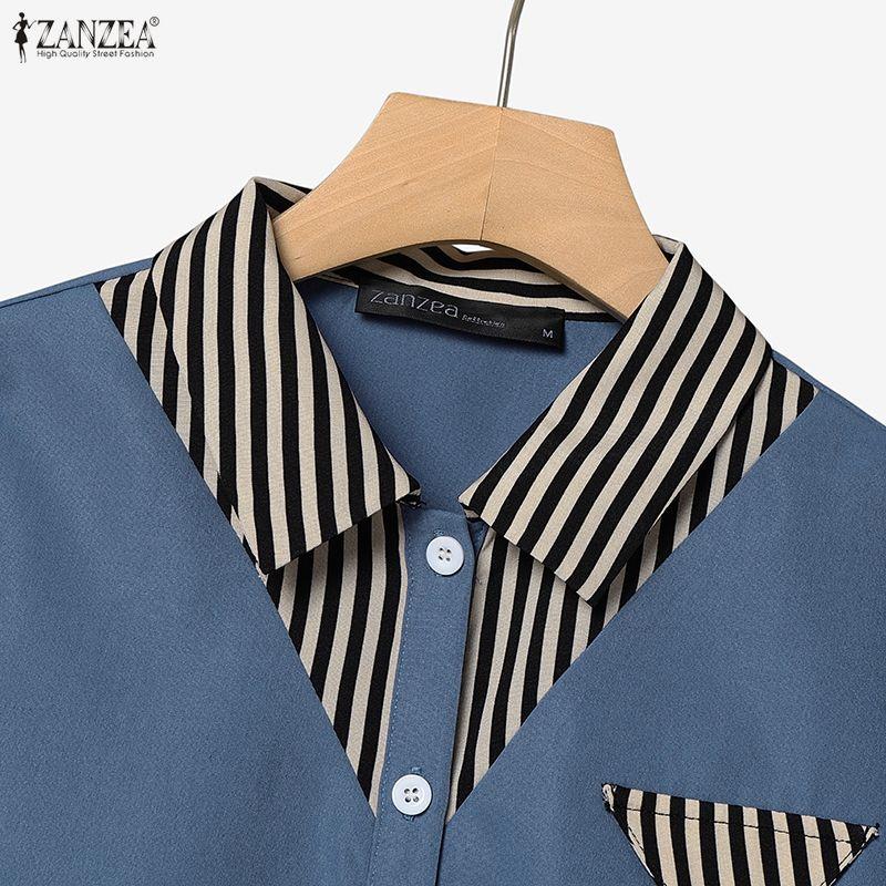 ZANZEA Women Long Sleeve Patchwork Blouse and Long Skirts Casual Two Piece Suit Sets