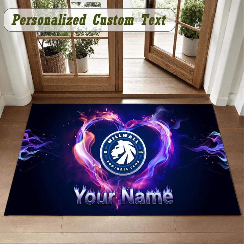 Crystal Velvet Square Rug Custom NameMillwall FC Pattern Non Slip Home Floor Decor Rug
