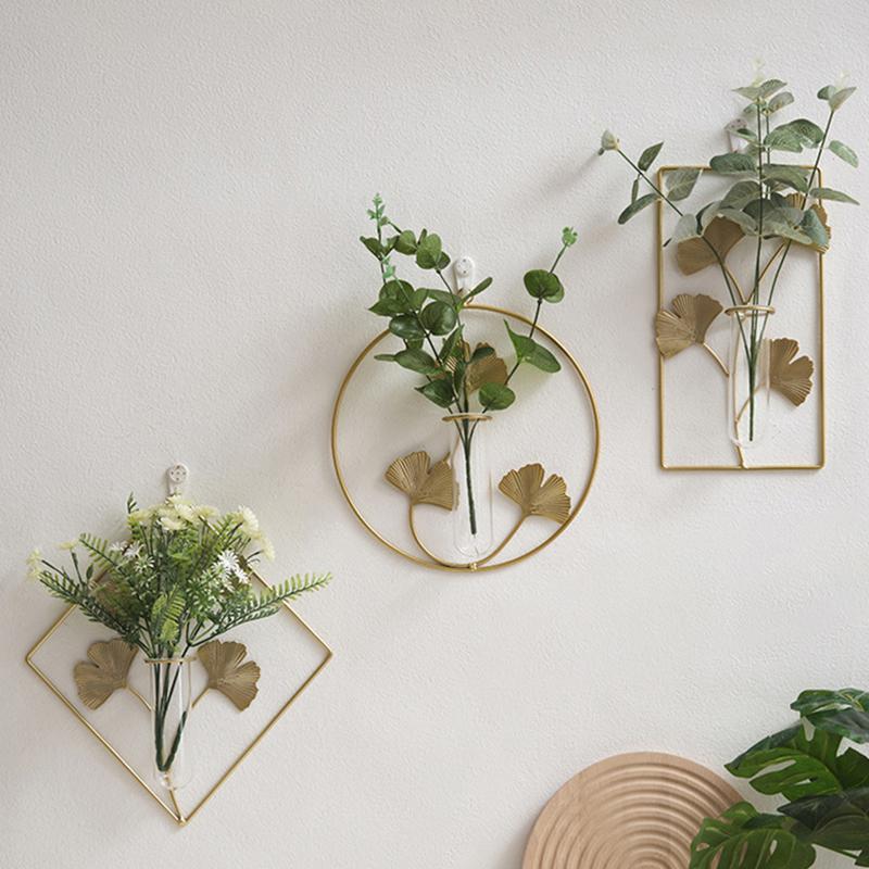 Artistic Background Crafts Wall Hanging Vases Wall Dry Flowers Ornaments Iron Home Decorations