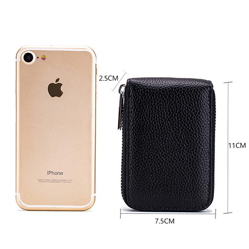 Large Capacity Leather Credit Card Holder Men Women Zipper Leather Purse Card Case Wallet Bank Card ID Holders