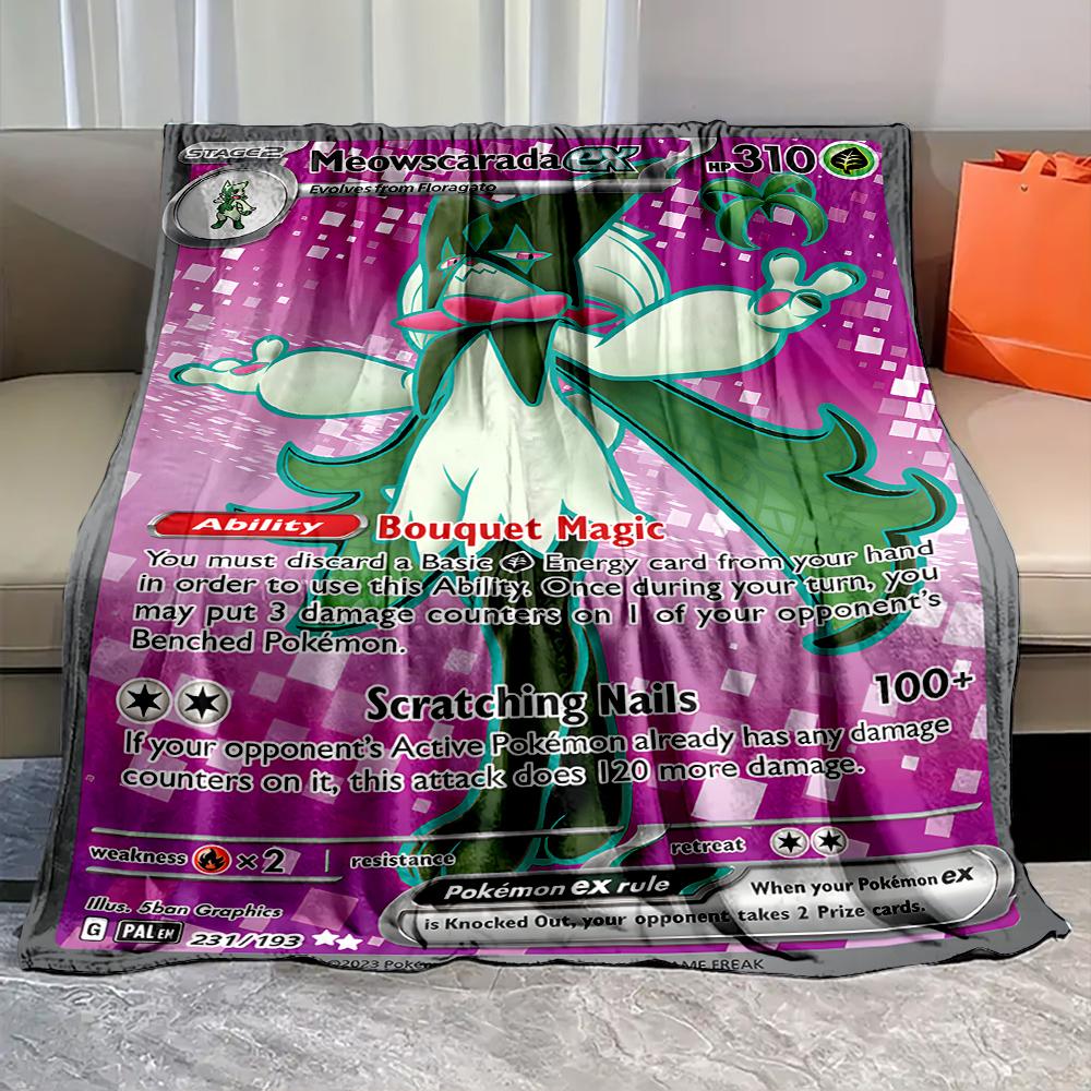 6 Sizes Game Pokémon M-Meowscarada Print Blanket Fluffy Plush Sofa Bed Throw Blanket for Kids and Adults Travel Home Supplies