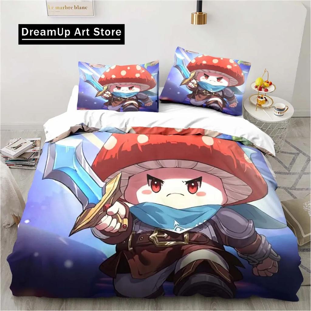 3D Print Anime Legend Game Mushroom Bedding Set Boys Girls Twin Queen Full Size Duvet Cover Pillowcase Bed Adult Bedroom