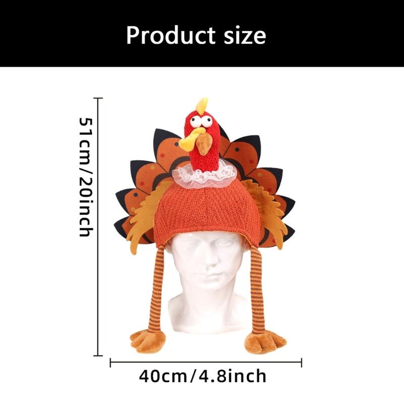 Festival Turkey Shape Costume Hat Thanksgiving Party Headwear Soft Breathable Design For Kids Adults Outdoor Indoor Use