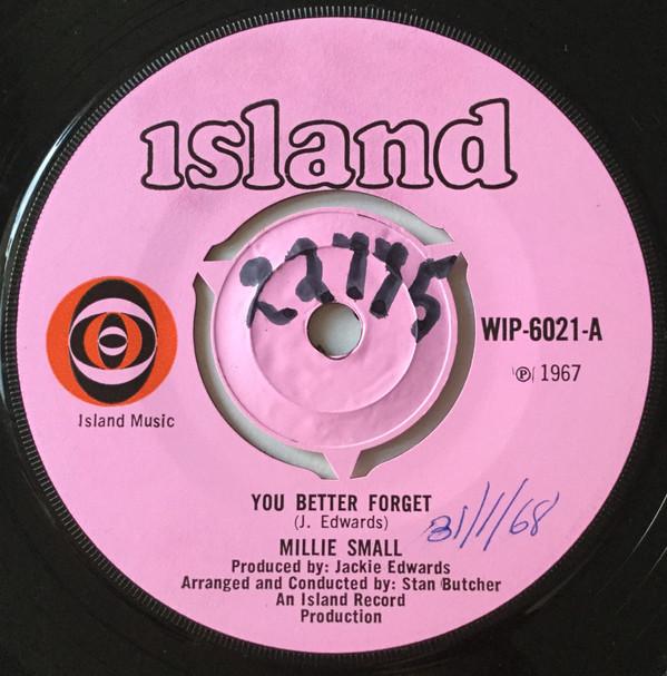 

7inch Record MILLIE SMALL You Better Forget WIP6021 ISLAND 1967 UK Reggae Ska Dub Used