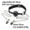 Ball Mouth Gag + Nipple Clamps Mouth Plug Gag Nipple Stimulation Massage Fetish Adult Sexy Toys For Couple