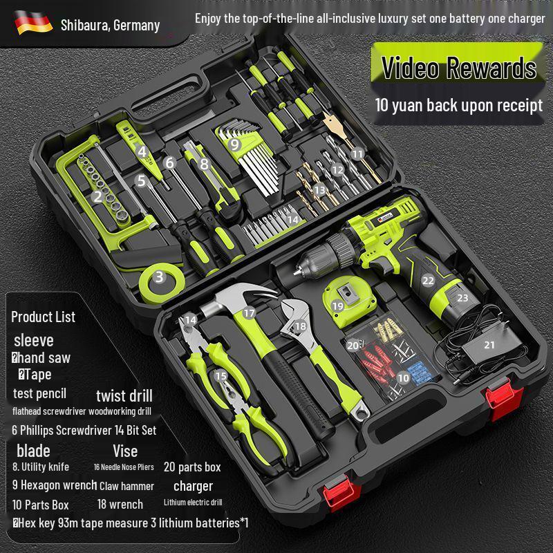Shibaura Electric Drill & Screwdriver Home Tool Set with Lithium Battery
