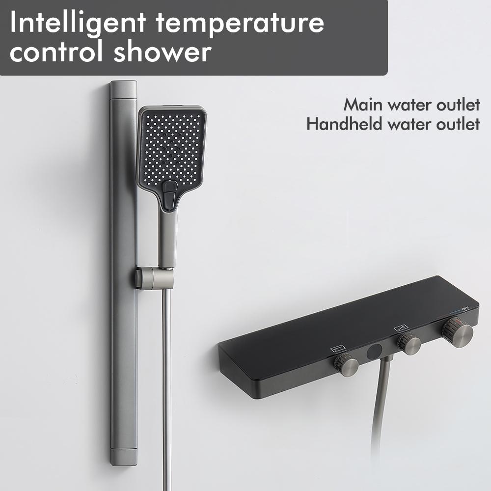 Thermostatic Shower Faucet Arm Lift Rod Brass Shelf 2 Function Spout& Hand Shower Hot And Cold Bathroom Tap 2 Model Bathroom Tap