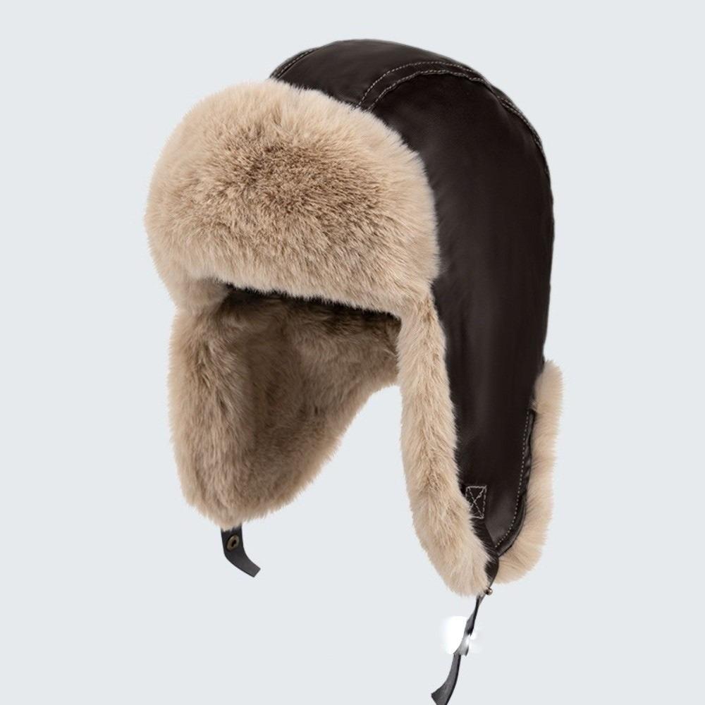 Warm Lei Feng Hat PU Pullover Cap New Ear Protection Hat  Gift