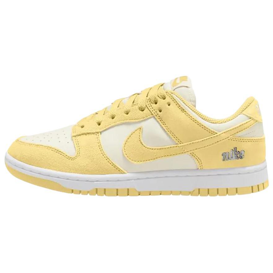 Nike  Dunk Low Suede Sail White Metallic Silver Soft Yellow Women Sneakers IO4244-104 38
