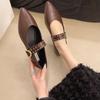 Autumn New Flat Shoes Women's Fashion Pointed Head Shallow Mouth Rivets Soft Sole Anti-slip Wear-resistant Low-top Shoes