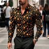 Men's Shirt with Polka Dot Print Long Sleeved Shirt, Outdoor Casual Style, Slim Fit Collar Shirt, Men's Casual Formal Top