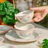 Cute Pink Strawberry Hand-painted Underglaze Ceramic Tableware Household Soup Bowl and Dish Set Dinner Plates