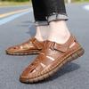 2024 Classic Summer Cool Men's Sandals Leather Outdoor Summer Handmade Shoes Men Beach Breathable New Men's Beach Cave Sandals