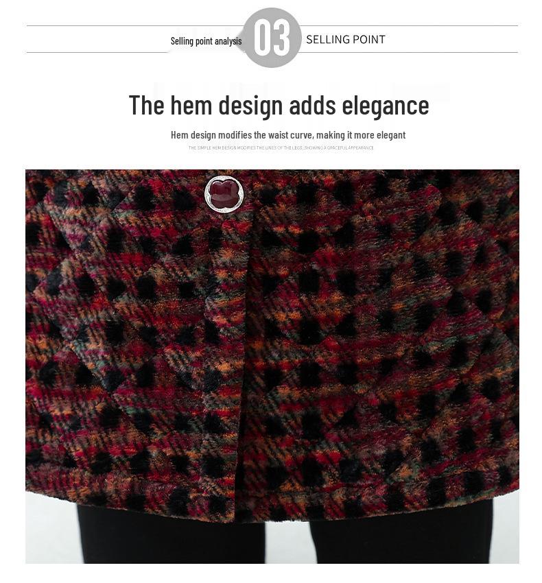 Women's Plus Size Plaid Cotton Jacket for Older Adults - Autumn/Winter Outerwear