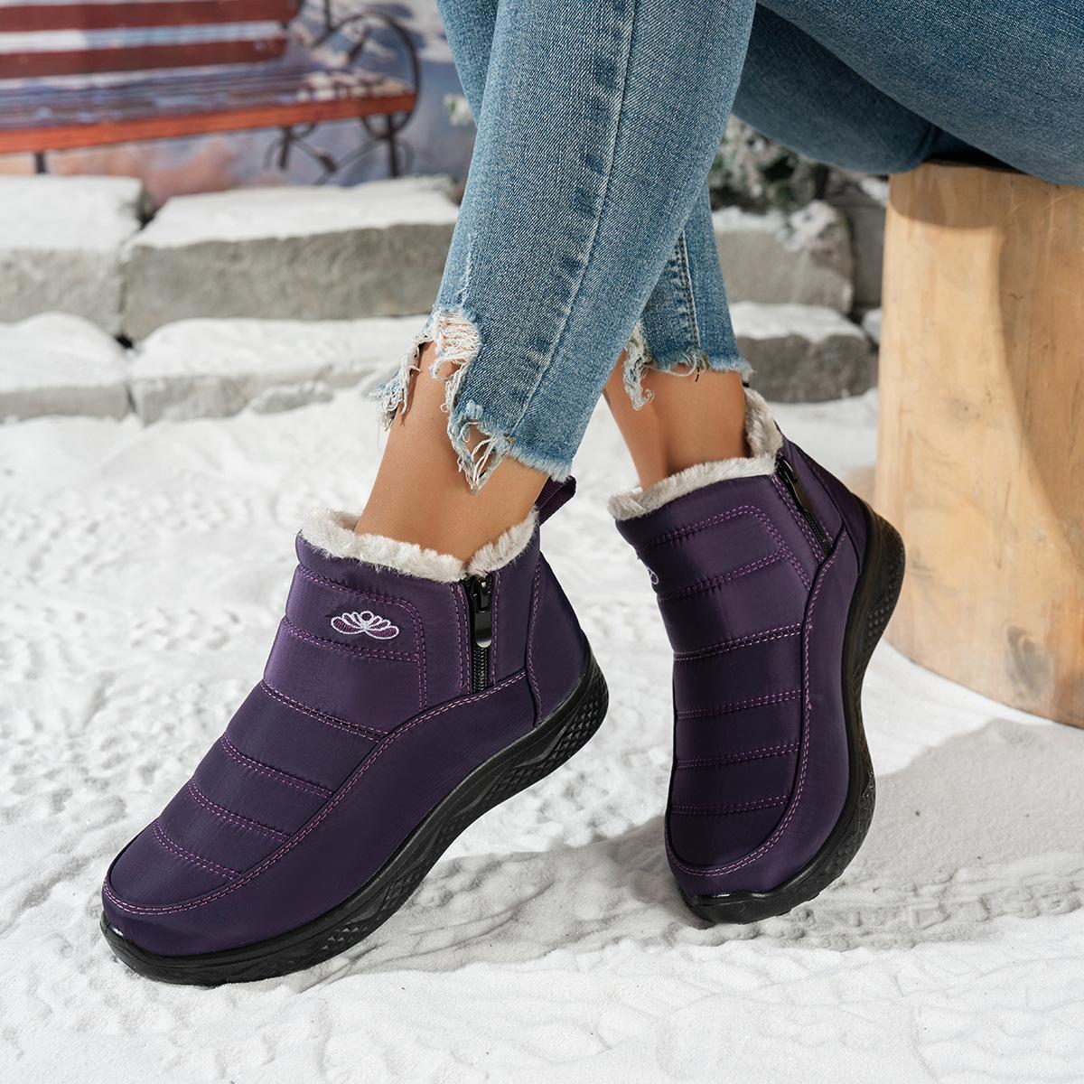 

Женские ботинки на платформе для снега Зимние теплые водонепроницаемые ботильоны с меховой подкладкой Удобная обувь для ходьбы Нескользящие уличные короткие ботинки для женщин 39