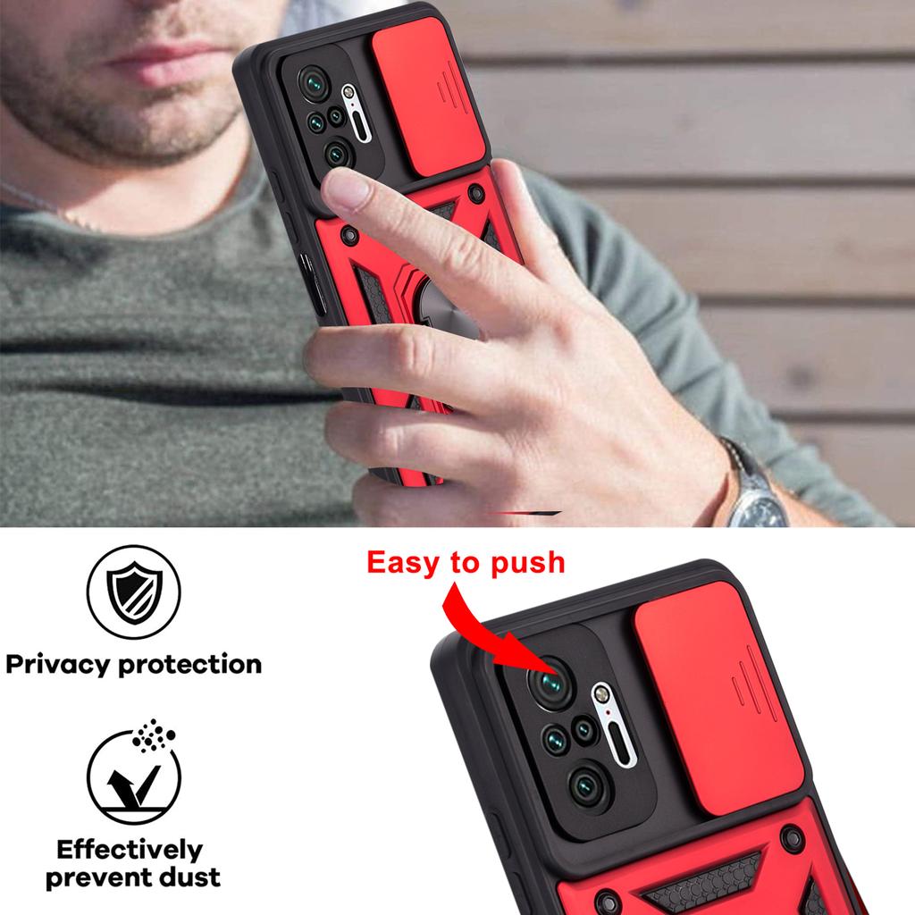 Protection Fashion Shockproof Phone Case For Xiaomi Redmi Note 10 10S Pro Max 5G Rugged Armor Car Magnetic Ring Kickstand Cover
