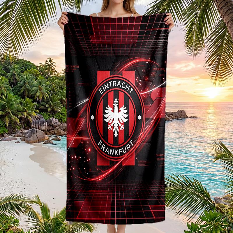 Asciugamano da Spiaggia Calcio Eintracht Frankfurt Morbido Microfibra Asciugamano Estivo Asciugatura Rapida Assorbente per Spiaggia Piscina Viaggio