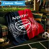 Custom Name Nassr FC Crest Blanket Lightweight Ideal Bedding Blanket Perfect for Travel, Camping, Living Rooms, Sofas, Christmas Gift