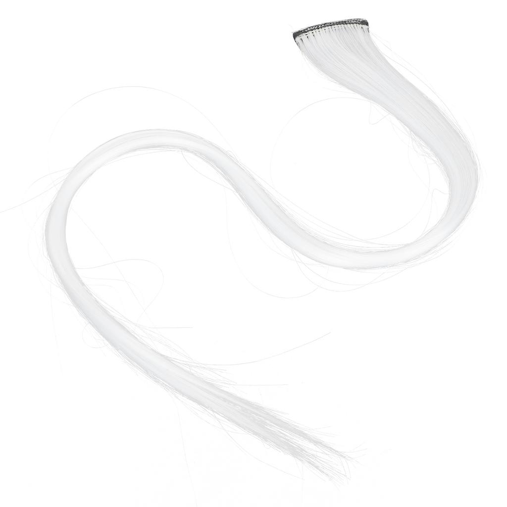 Bright Color Hair Extensions Hairpiece Straight Hairpiece Clip for Cosplay Dress Up Party HolidayWhite